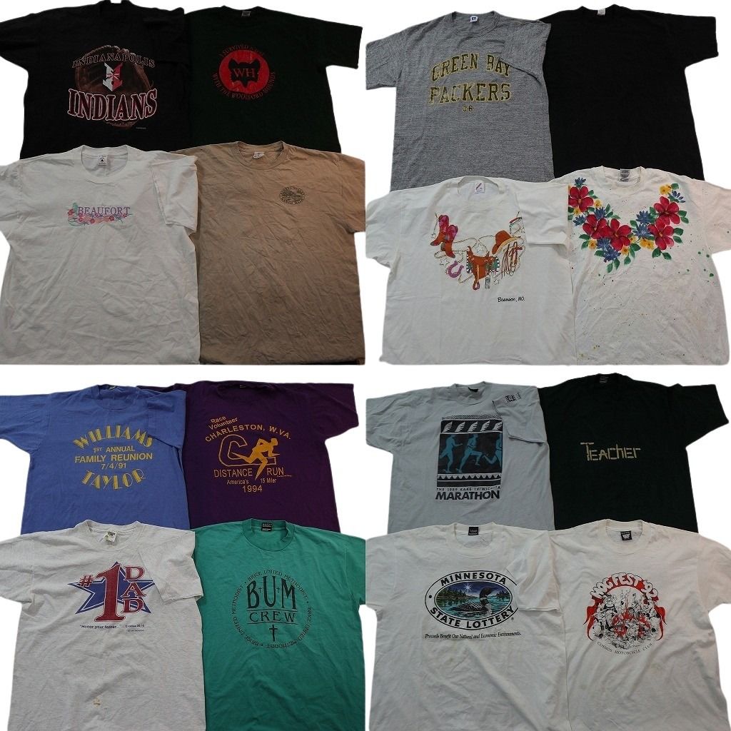 古着卸 まとめ売り ヴィンテージ シングルステッチ Tシャツ 16枚セット ( メンズ XL ) ラッセル フルーツオブザルーム 中古 古着 NE8548