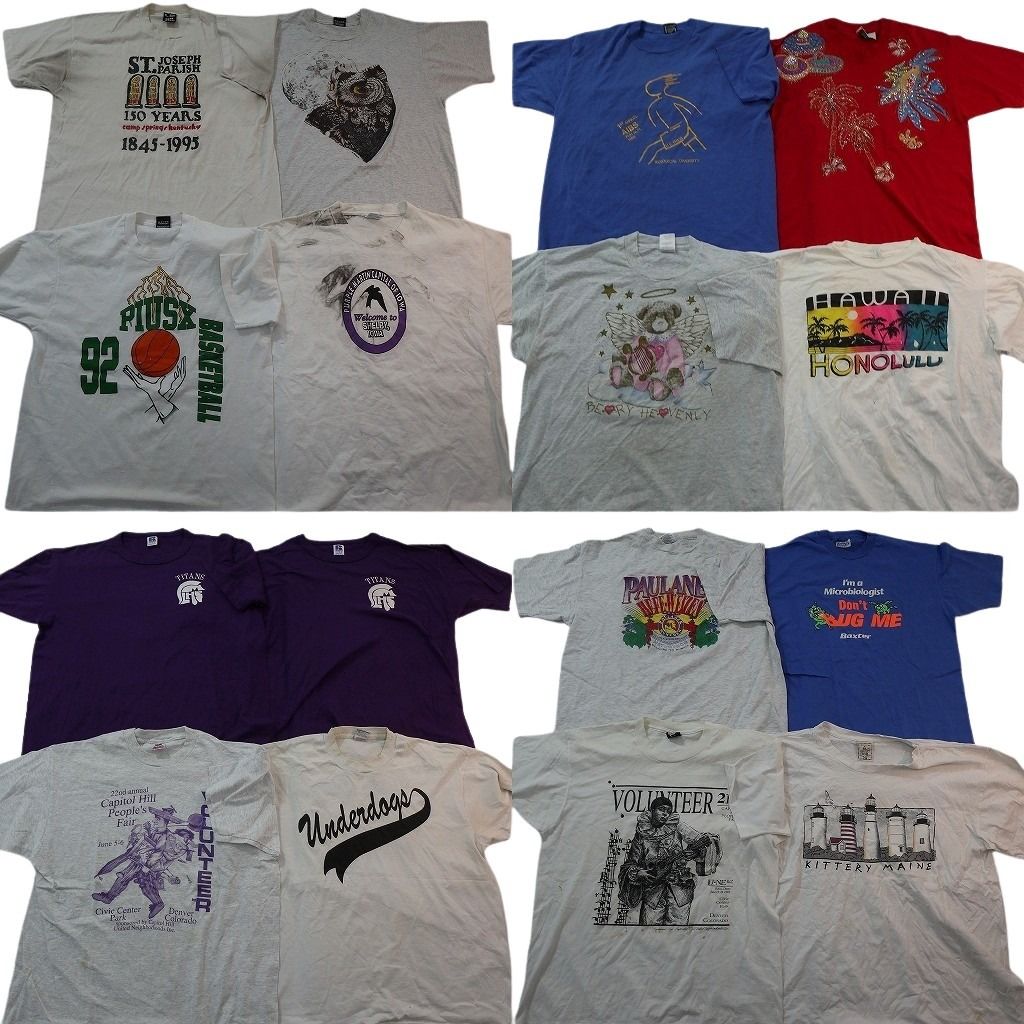古着卸 まとめ売り ヴィンテージ シングルステッチ Tシャツ 16枚セット ( メンズ XL ) ヘインズ フルーツオブザルーム 中古 古着 NE8551