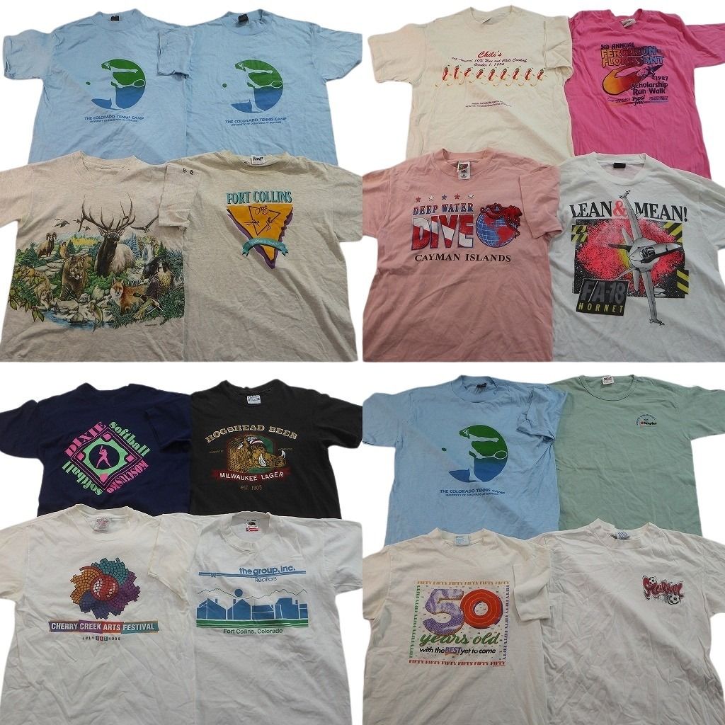 古着卸 まとめ売り ヴィンテージ シングルステッチ Tシャツ 16枚セット ( メンズ M ) アニマル 動物 ワンポイント 中古 古着 NE8564