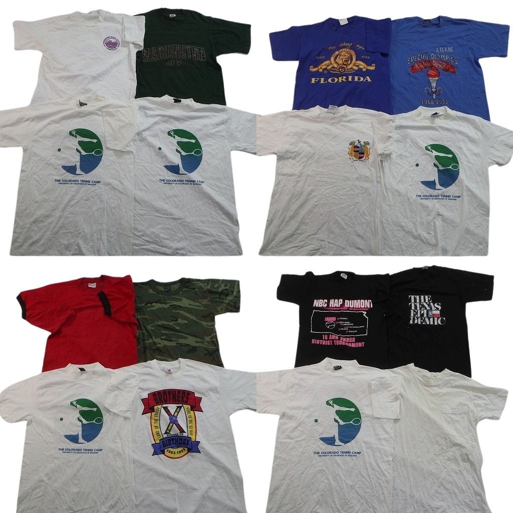 古着卸 まとめ売り ヴィンテージ シングルステッチ Tシャツ 16枚セット ( メンズ S/M ) ポケット付き 迷彩柄 ワンポイント 中古古着 NE8565