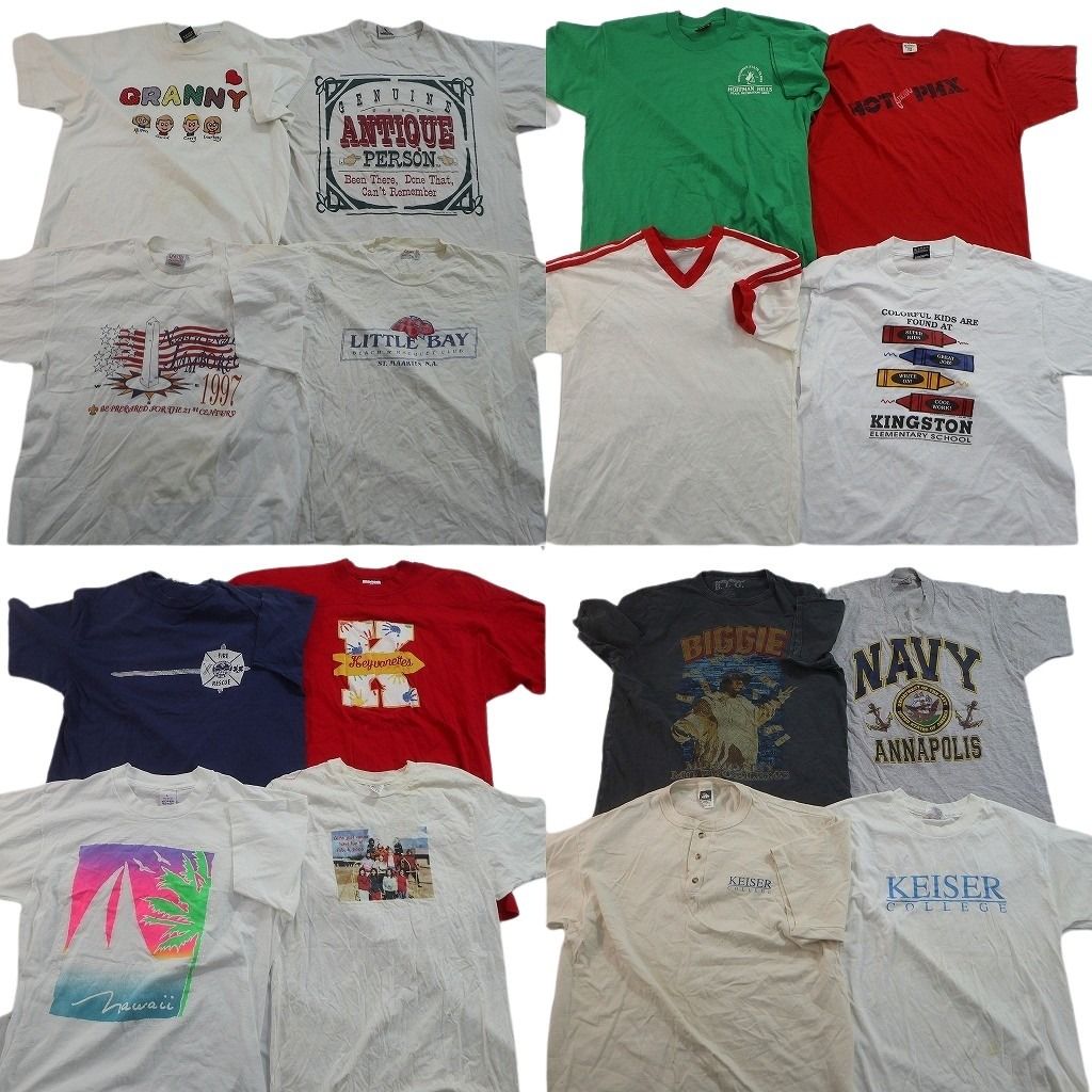 古着卸 まとめ売り ヴィンテージ シングルステッチ Tシャツ 16枚セット ( メンズ L ) NAVY ヘンリーネック 音楽 人物 BIGGIE 中古 NE8567