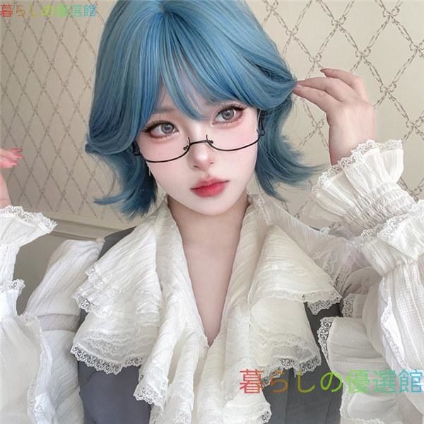 大人気 フルウィッグ 巻き髪 かつら ふんわり前髪 ぱっつん前髪 ロリータ lolita ショート ボブウィッグ 前髪あり 自然 可愛い キュート 耐熱ウィッグjf801