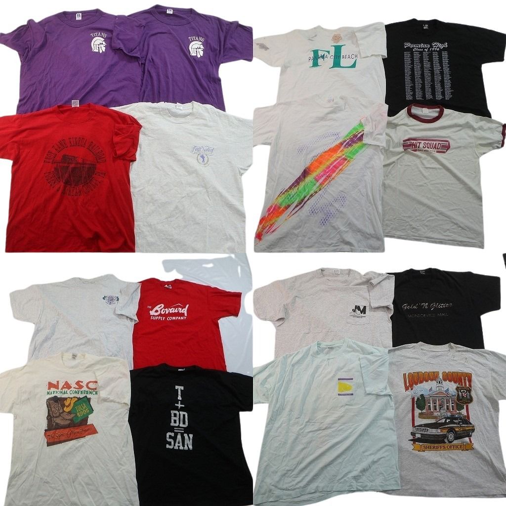 古着卸 まとめ売り ヴィンテージ シングルステッチ Tシャツ 16枚セット ( メンズ XL ) ラッセル リンガーT 車モチーフ 中古 古着 NE8576