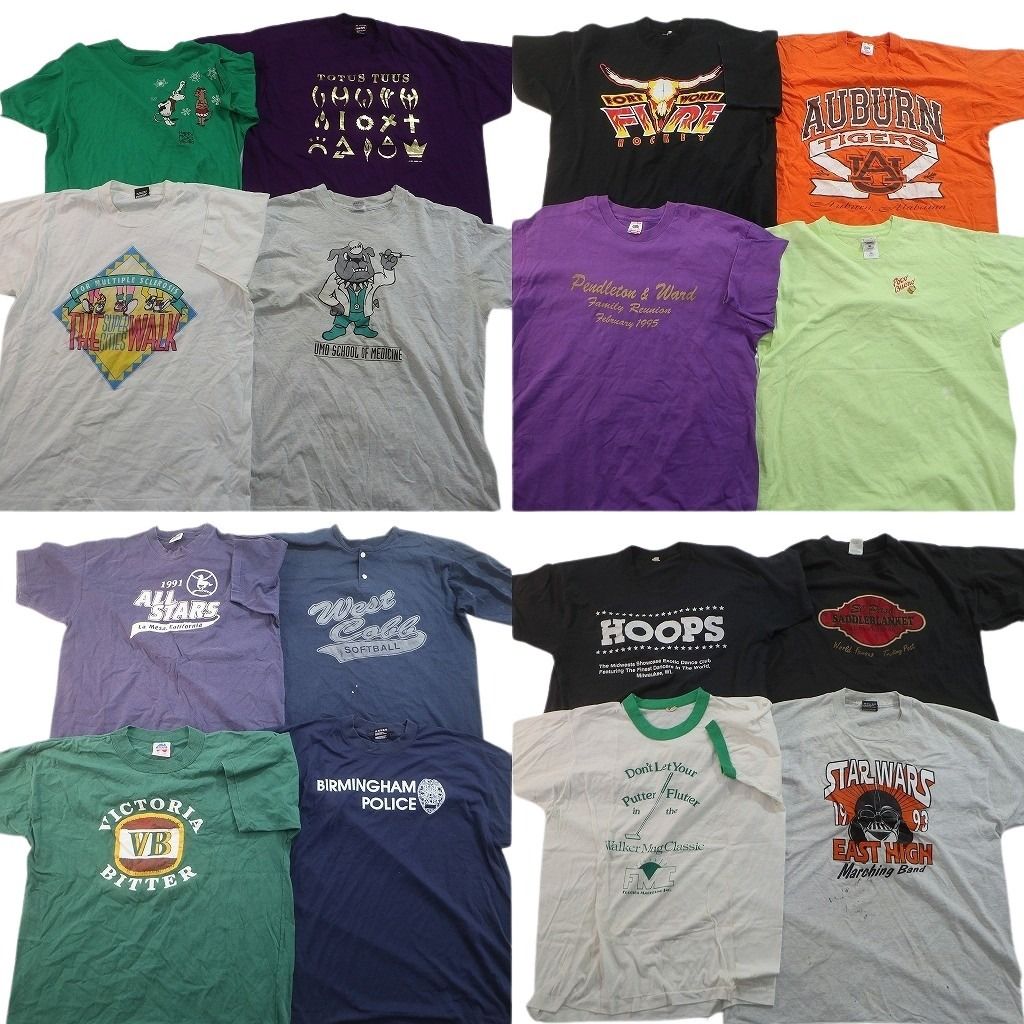 古着卸 まとめ売り ヴィンテージ シングルステッチ Tシャツ 16枚セット ( メンズ XL ) リンガーT キャラクター スターウォーズ 中古 NE8577