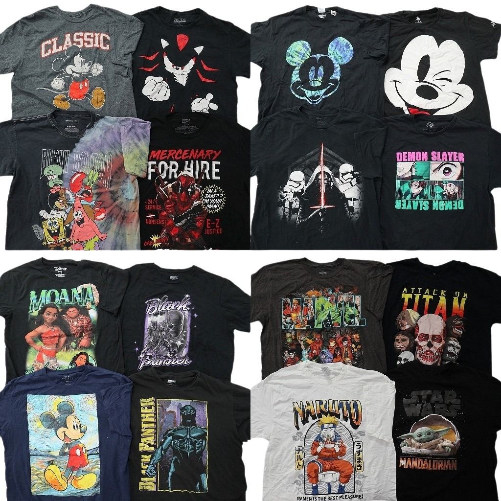 古着卸 まとめ売り キャラクター Tシャツ 16枚セット ( メンズ L ) 進撃の巨人 ナルト マーベル ディズニー 鬼滅の刃 中古 古着 NE8590 16,590円