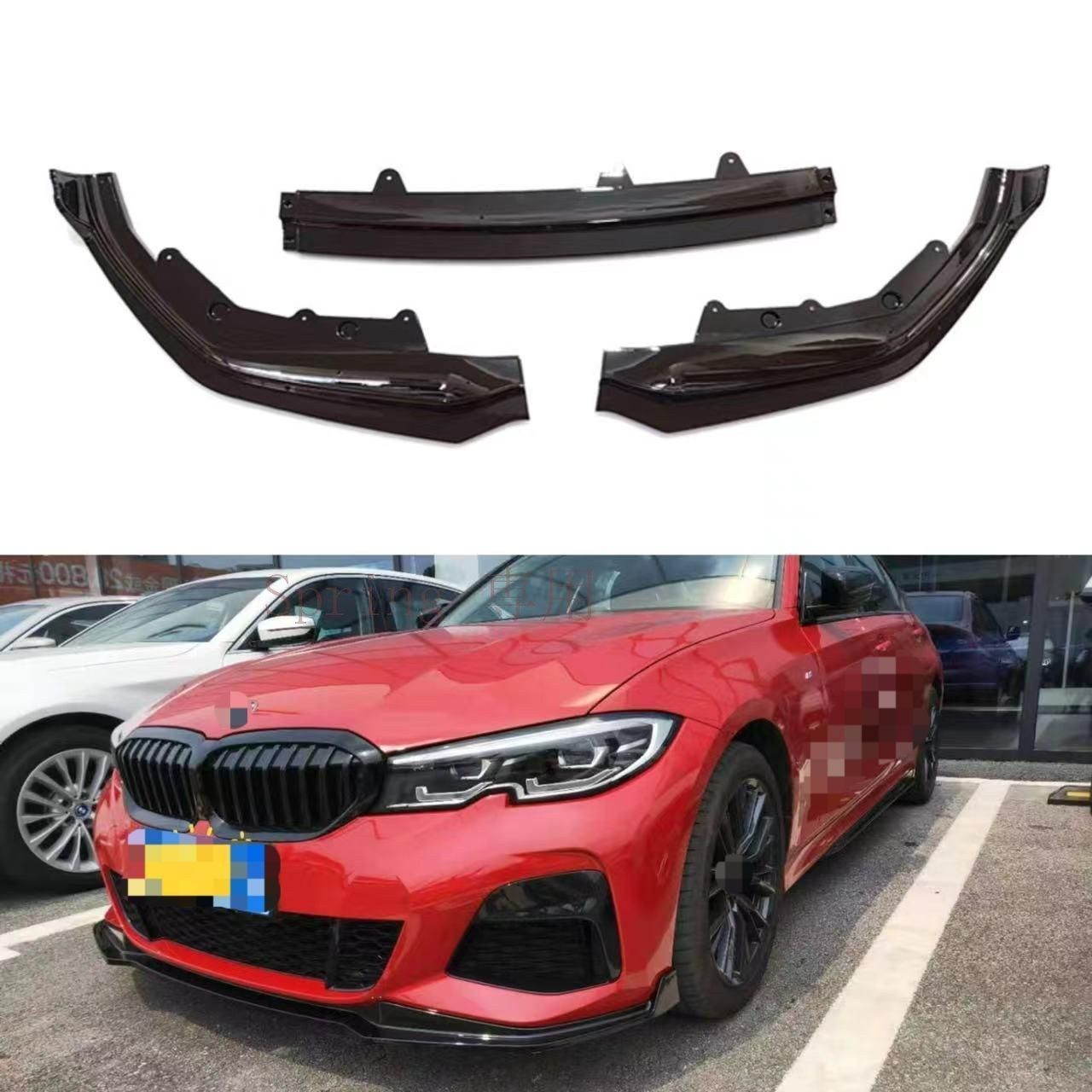2020-2022年 BMW 3シリーズ G20 専用 フロントリップスポイラー ABS製 3段式 MPタイプ ノンディストラクション設計 F