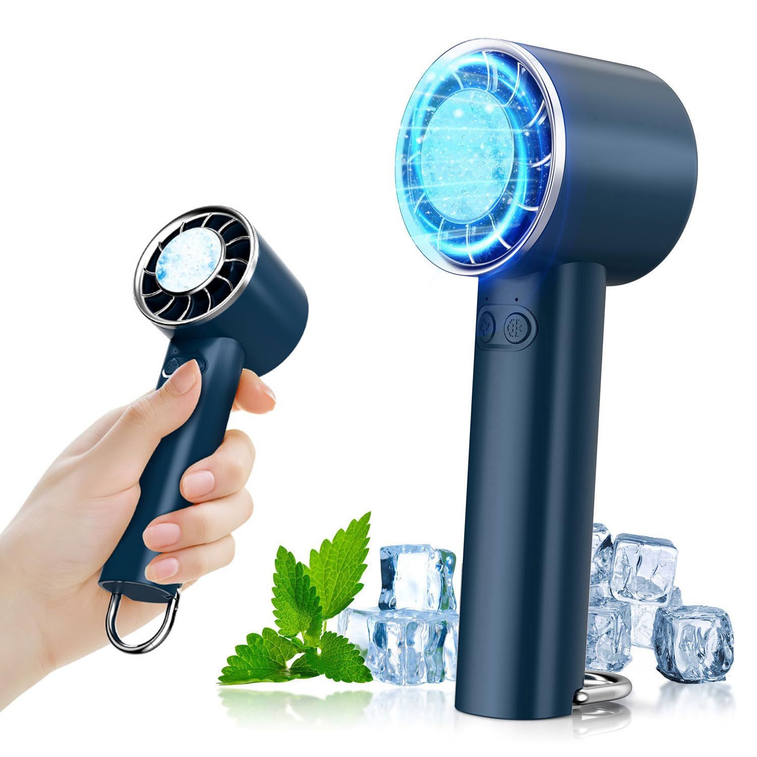 ハンディファン 冷却プレート【2025夏新設計 -22℃瞬間冷却】 携帯扇風機 4000mAh大容量 ペルチェ式 扇風機 手持ち扇風機 卓上扇風機 Type-C充電式 高速DCモーター 強力送風 3段階風量調節 12時間連続稼動 カラビナ/ス 7b8102e1