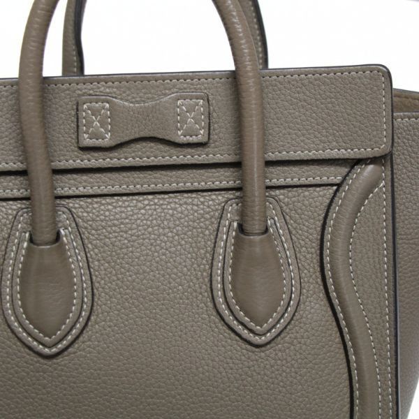 CELINE セリーヌ ラゲージ ナノ 2WAYバッグ レザー グレージュ系