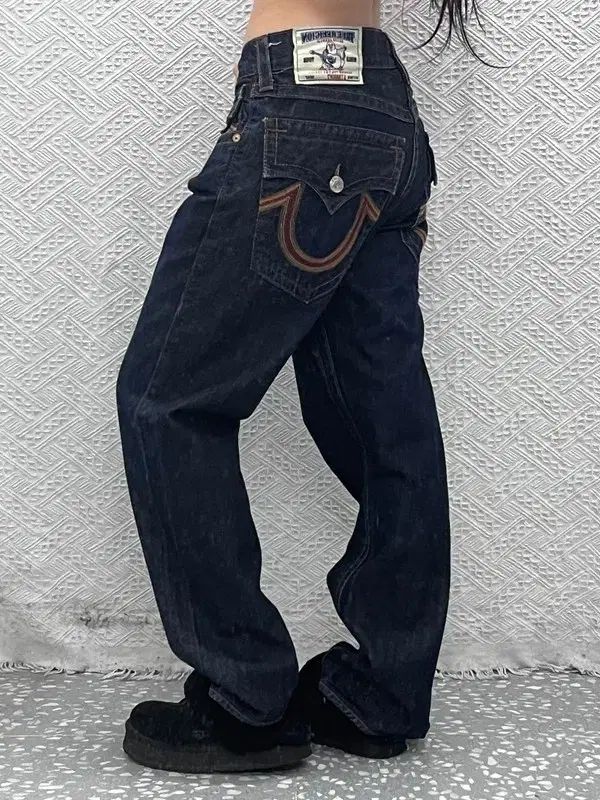 トゥルーレリジョン ストレート ヴィンテージ キッチスティッチ デニムパンツ 33インチ C11681