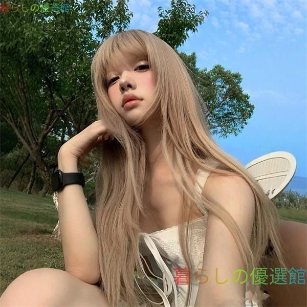大人気 ウィッグ ロング ストレート ブラウン 茶髪 前髪ぱっつん 前髪あり フルウィッグ ロングウィッグ 可愛い コスレ ロリータ ゴスロリ 原宿 ブラウンjf618