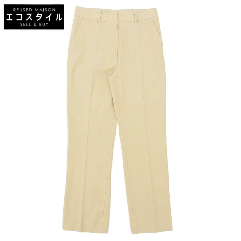 MAXMARA STUDIO　マックスマーラスタジオ　リネン コットン スラックスパンツ ボトムス レディース ライトベージュ 38 613109026　38