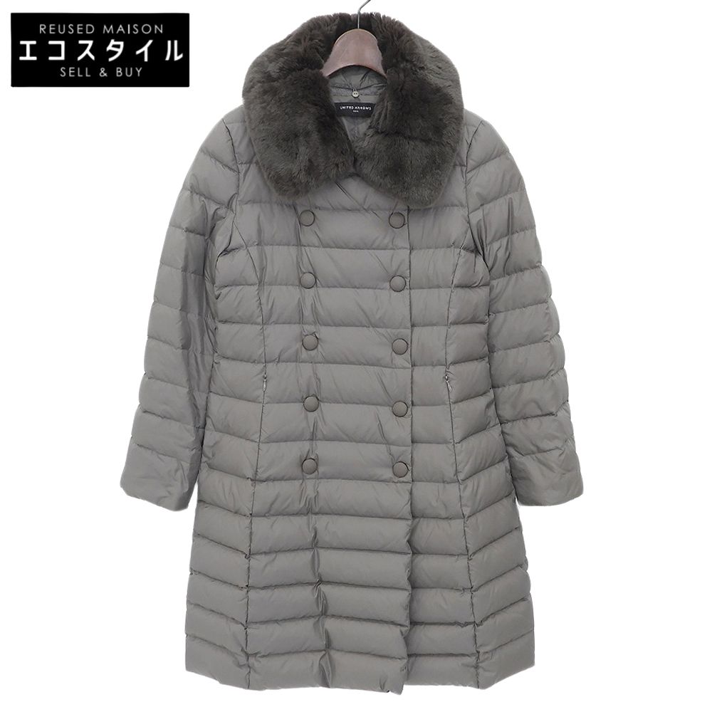 UNITED ARROWS　ユナイテッドアローズ　レッキスファー Aライン ダウンコート レディース グレー 36　36