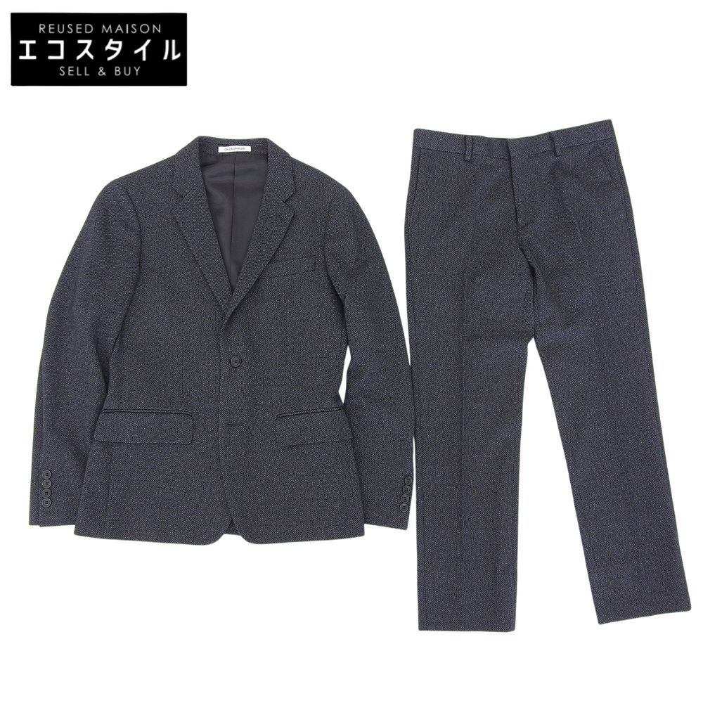 Calvin Klein　カルバンクライン　ウール ヘリンボーン 2B シングル ジャケットパンツ セットアップ スーツ メンズ グレー 36 30　36 C88～94