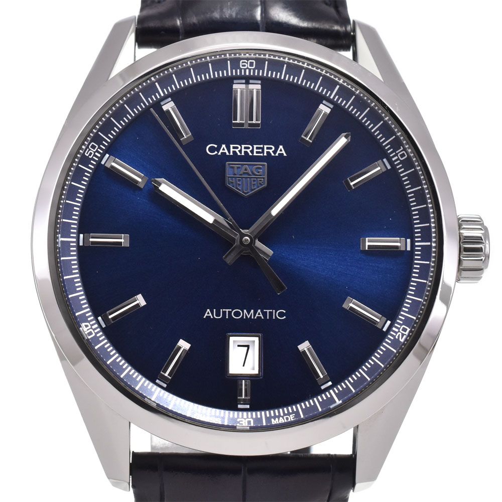 タグホイヤー TAG HEUER WBN2112-0 カレラ デイト ブルー 自動巻き メンズ 美品 箱・保証書付き 腕時計 I#147754