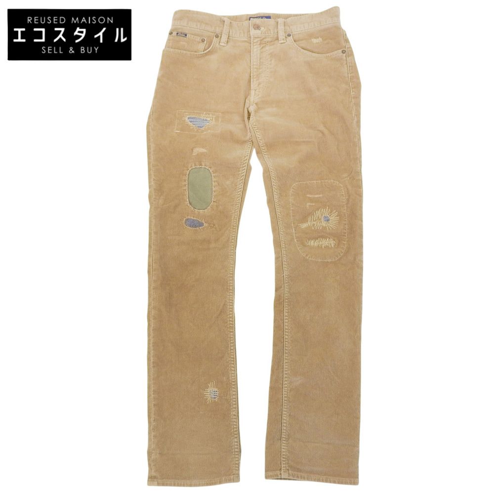 POLO RALPH LAUREN　ポロ ラルフローレン　コットン混 スリムストレート パッチワークコーデュロイパンツ ブラウン 29/32 710757713002　29/32