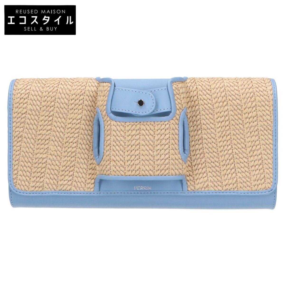 PERRIN Paris　ペランパリ　レザーｘラフィア グローブ付 クラッチバッグ