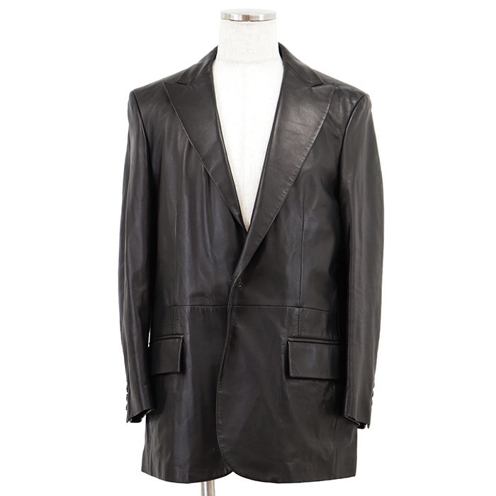 【SALE】HUGO BOSS ヒューゴボス テーラードジャケット サイズ 50 メンズ イタリアンラム ナッパレザー アウター ブラック 黒 トルコ製