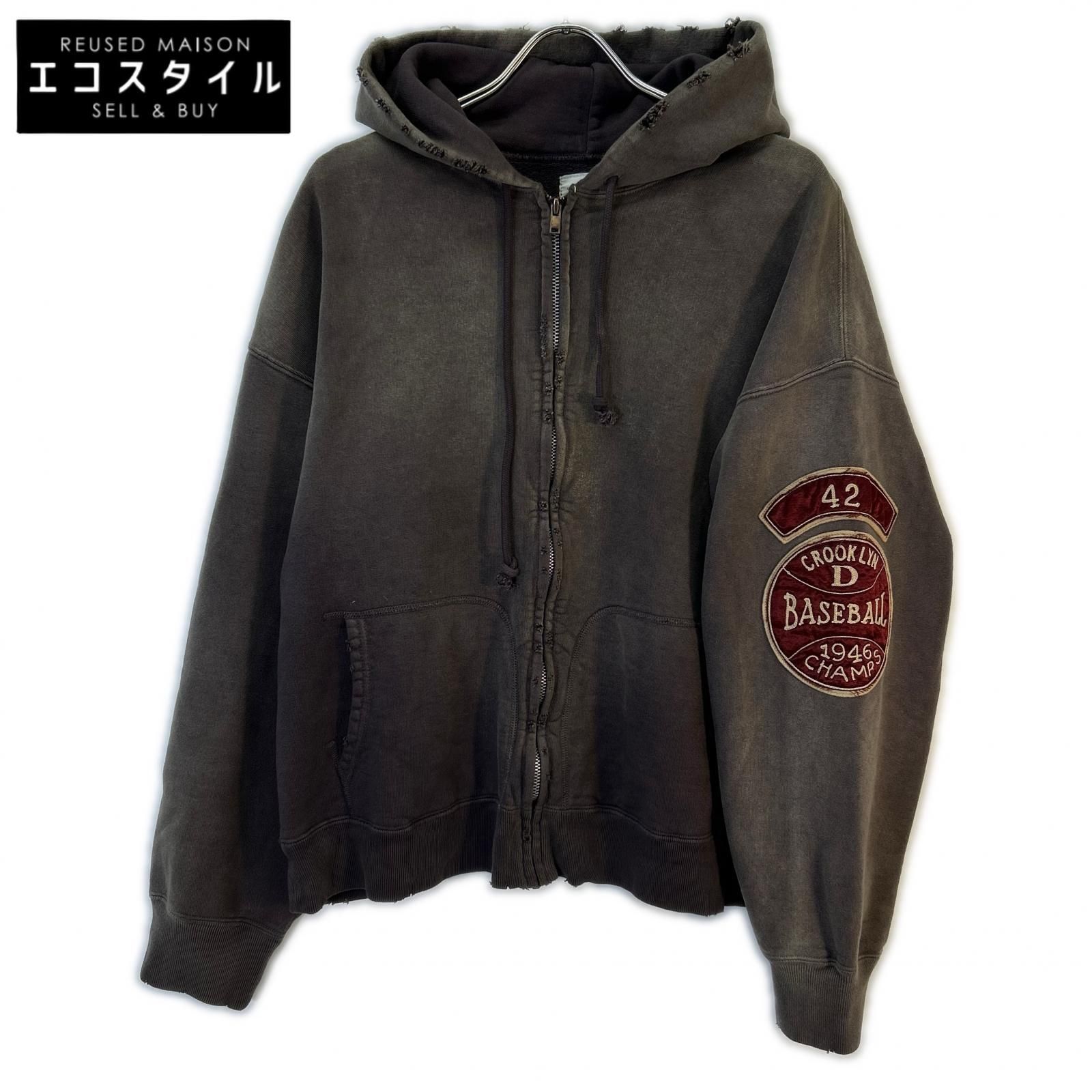 BOWWOW　バウウワ　25AW ブラウン BASEBALL CHAMPION ZIP HOODIE　L