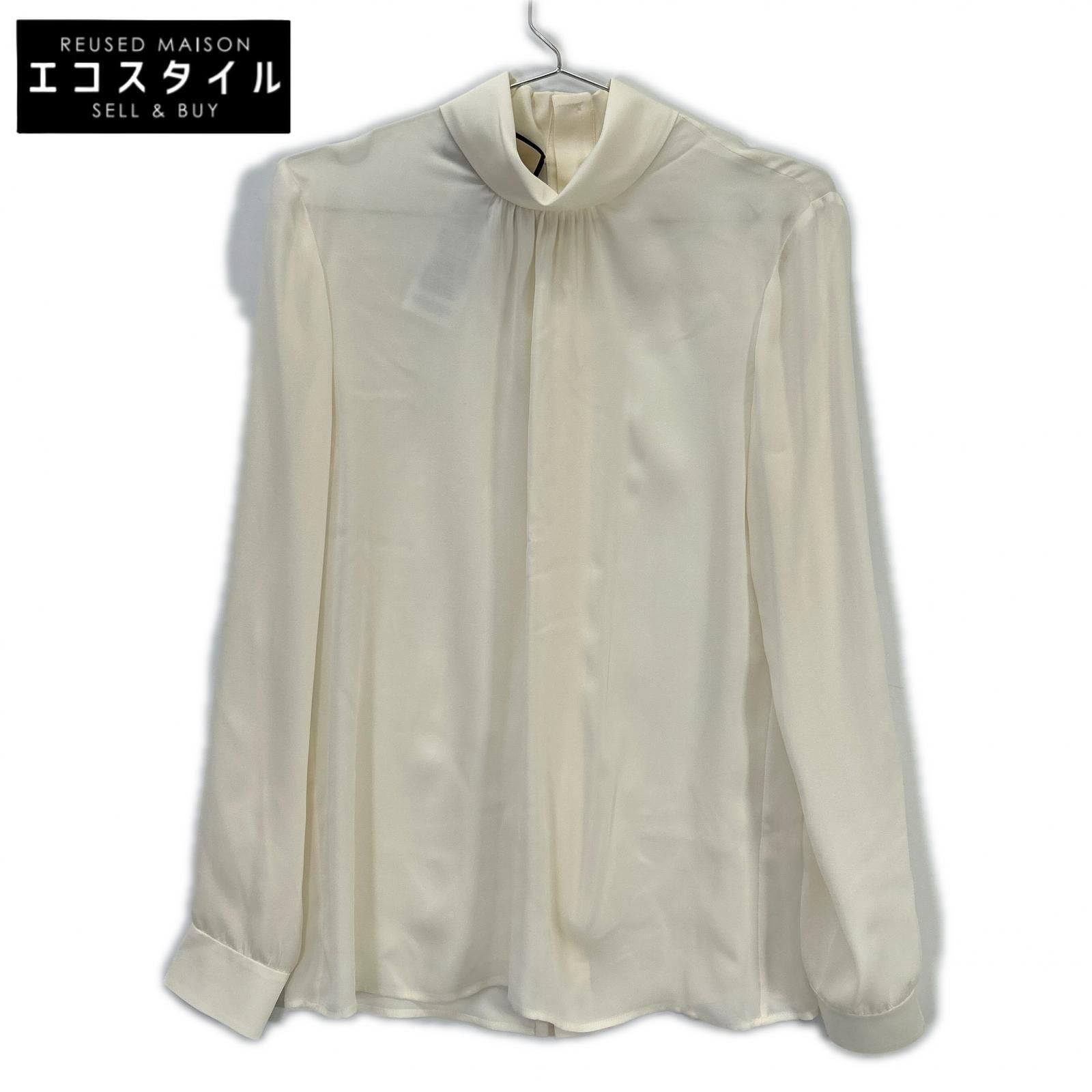 GUCCI　グッチ　677383 アイボリー シルク100% 長袖 ブラウス　38