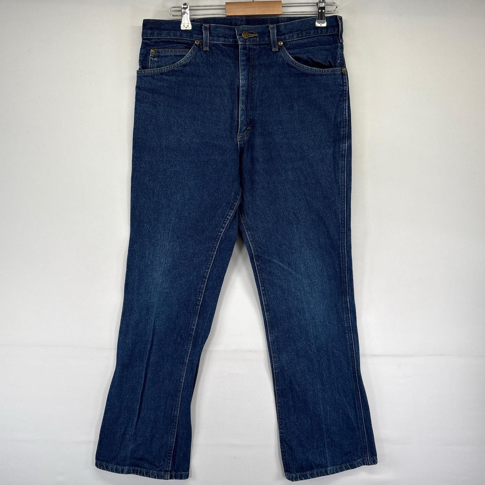 古着 90's/90年代 リー Lee USA製 デニム パンツ レザーパッチ ジーパン ストレート 5ポケット w36L32 ブルー系 メンズ