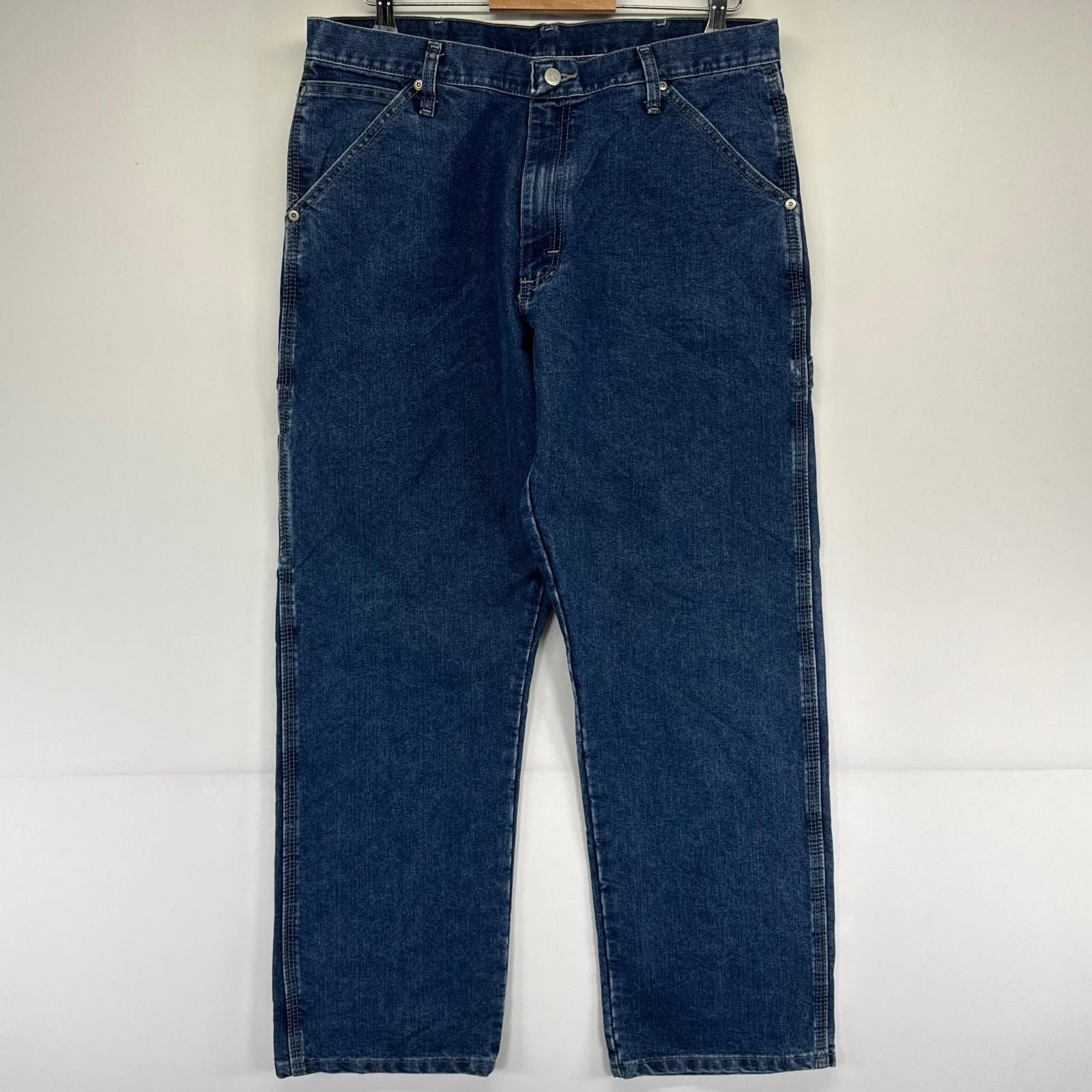 古着 ラングラー Wrangler デニム パンツ ペインター ワーク ワンポイントロゴ w34×L30 ブルー系 メンズ