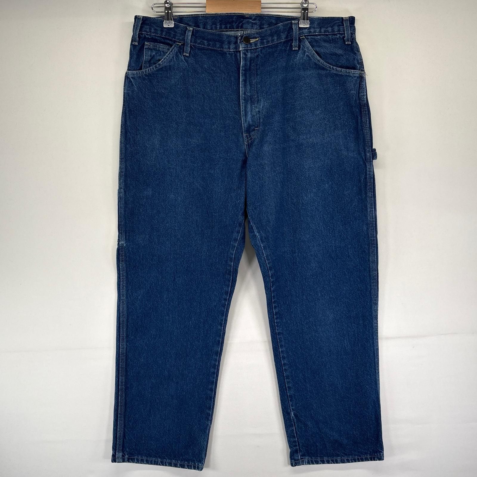 古着 ディッキーズ Dickies デニム パンツ ペインター ワークパンツ 大きいサイズ ワンポイントロゴ デニム w38L30 ブルー系 メンズ