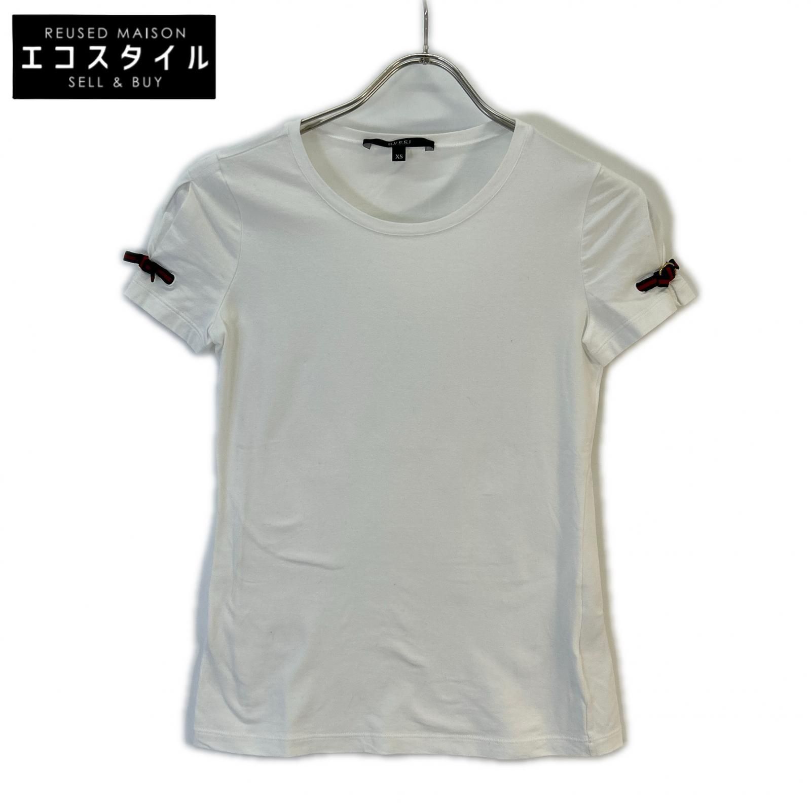GUCCI　グッチ　271596 GGウェブリボン ホワイト クルーネック Tシャツ　XS