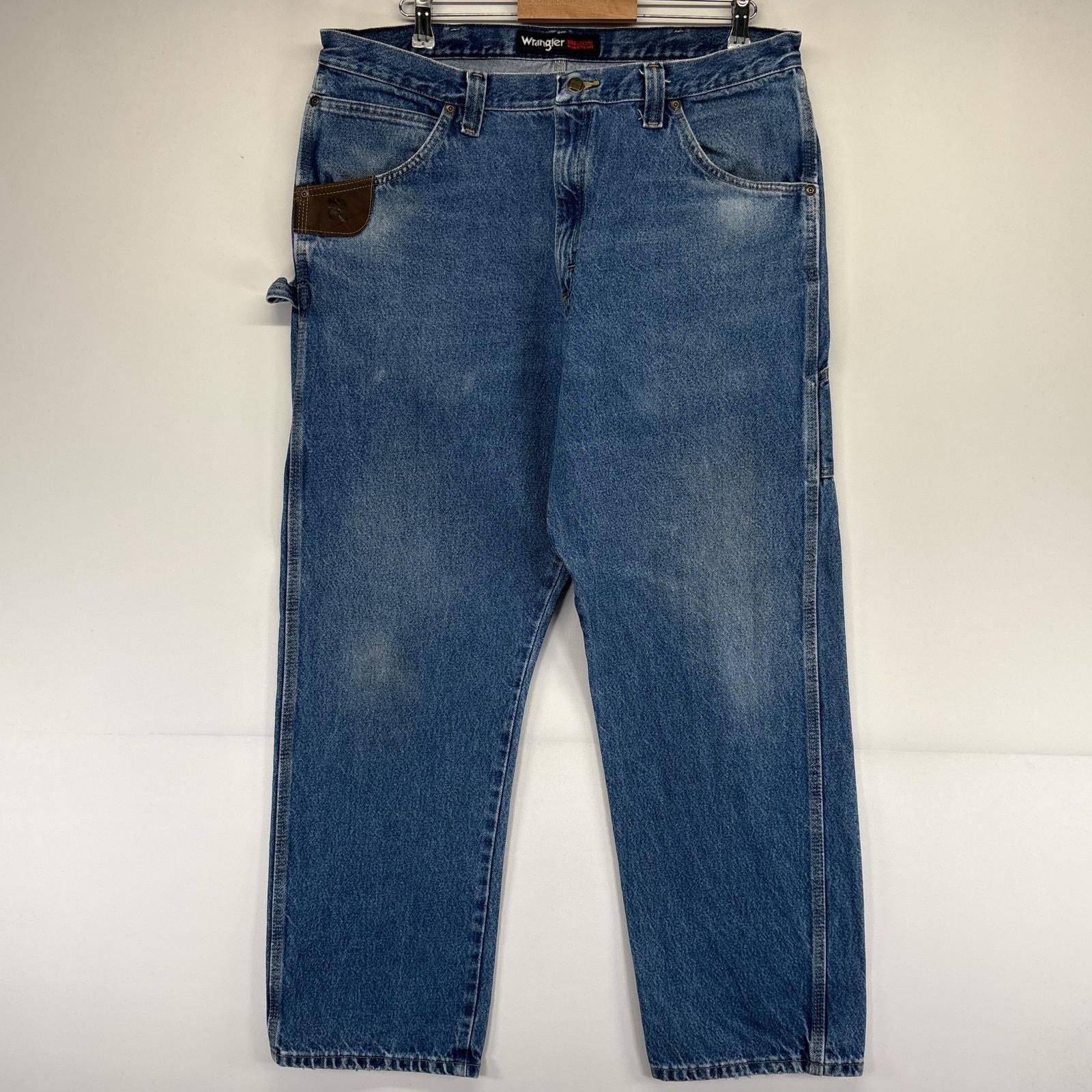 古着 ラングラー Wrangler デニム パンツ ペインター ハンマーループ ワンポイントロゴ 大きいサイズ w38×L32 ブルー系 メンズ
