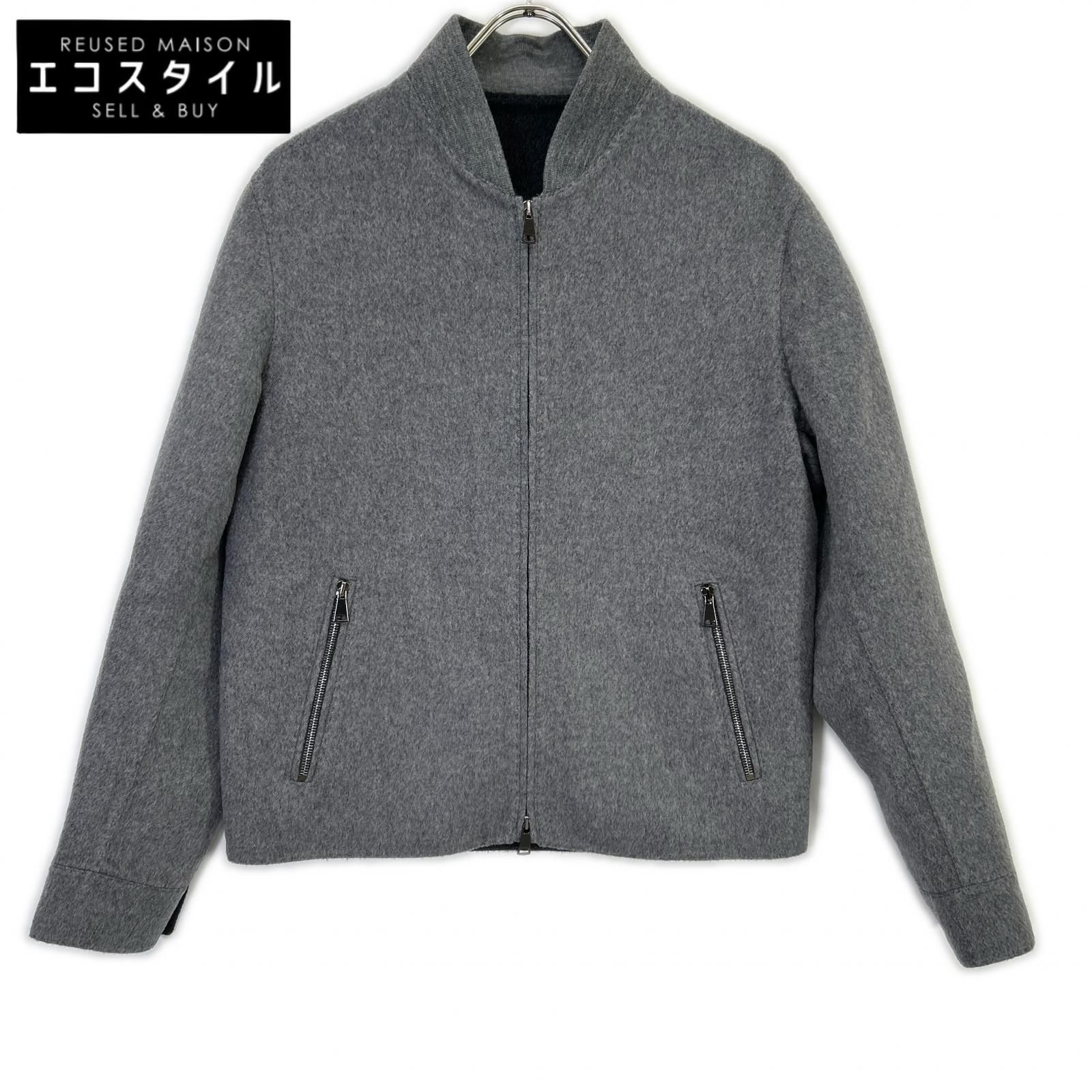 RING JACKET　リングヂャケット　59083F06B ライトグレー ウールカシミヤ ダブルフェイス ジップアップ ジャケット　2