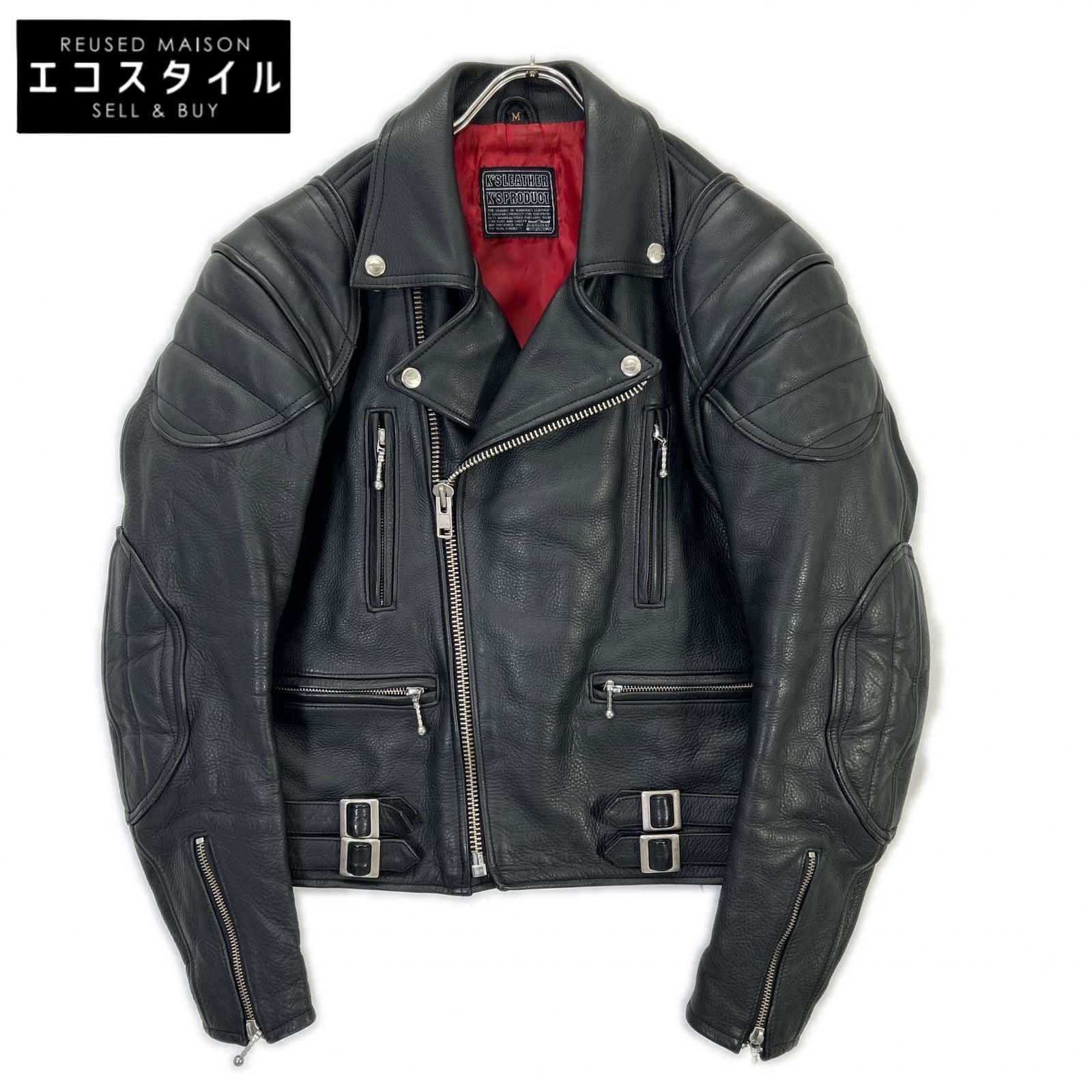 KADOYA カドヤ 【K'S LEATHER】ブラック 牛革 肩肘パッド付き ダブルライダースジャケット M