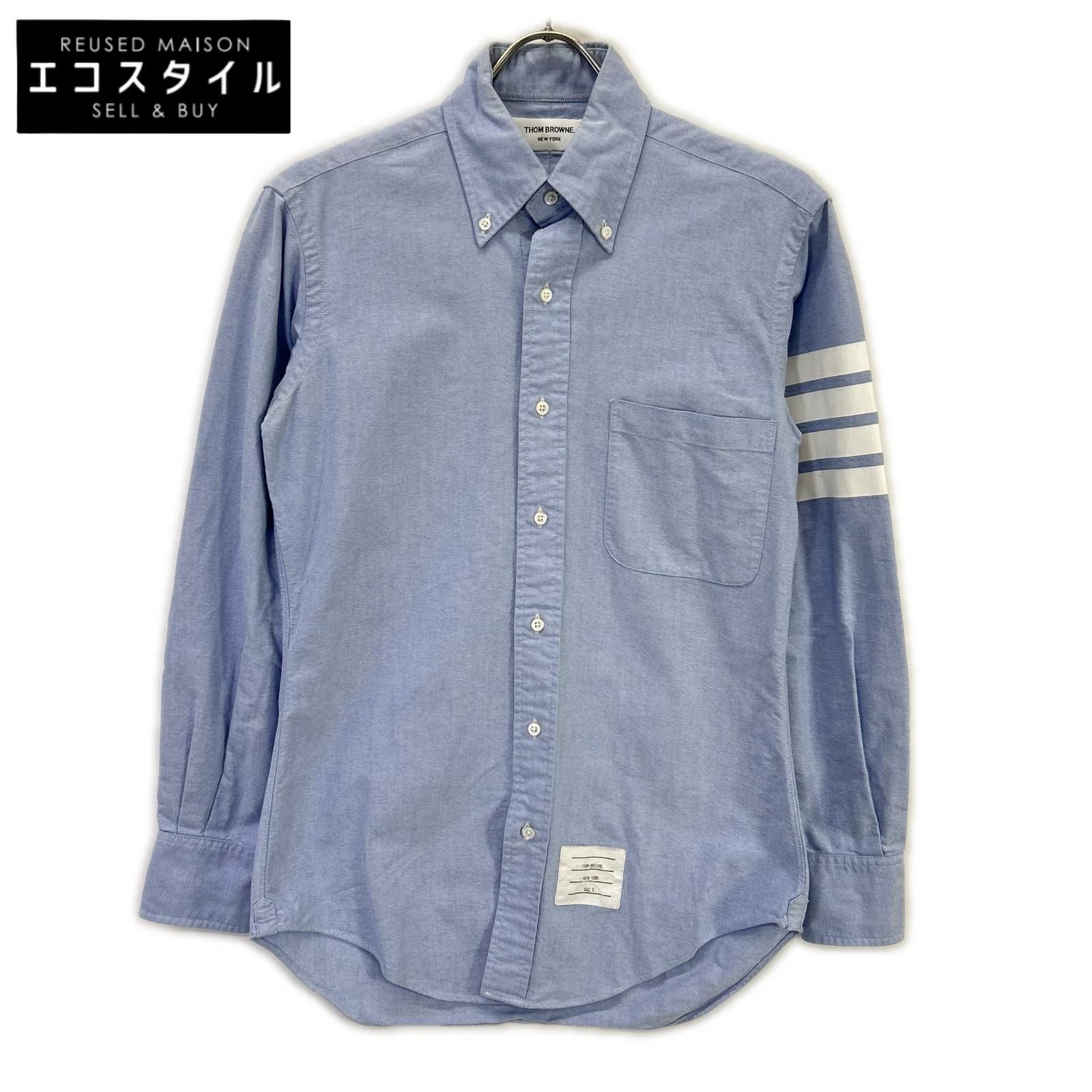 THOM BROWNE　トムブラウン　ブルー 4BAR BDシャツ