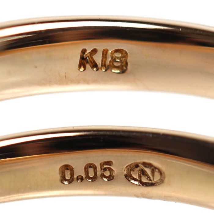 K18PG ピンクゴールド リング・指輪 ダイヤモンド0.05ct 9号 2.1g 
