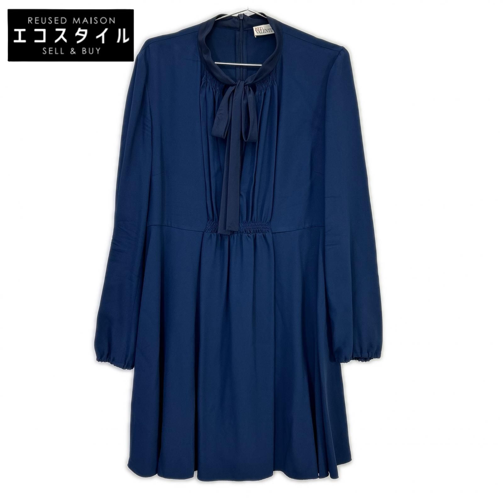 RED VALENTINO　レッドヴァレンチノ　QR0VA7P001U ネイビー アセテート ワンピース　40