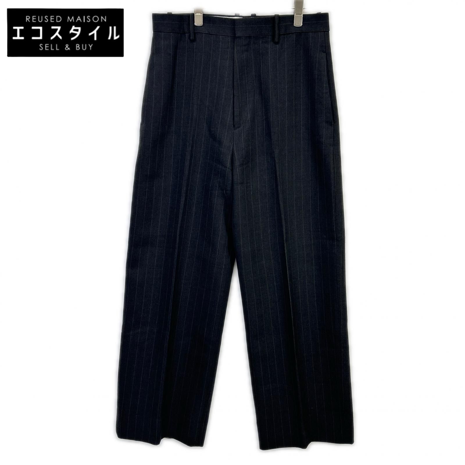 H BEAUTY＆YOUTH　エイチビューティー＆ユース　チャコールグレー 1214-1-100498 ウール ワイドシルエットスラックス　M