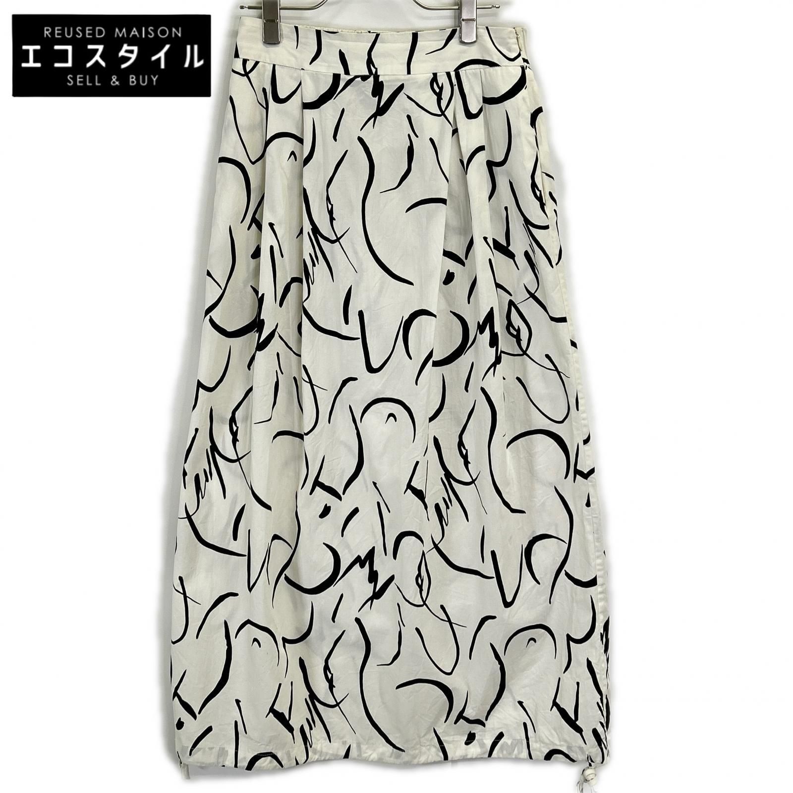Missing You Already　ミッシングユーオールレディ　MYA22SS-SK01-1 ホワイト 総柄 PRINT DRAWSTRING SKIRT　S-M