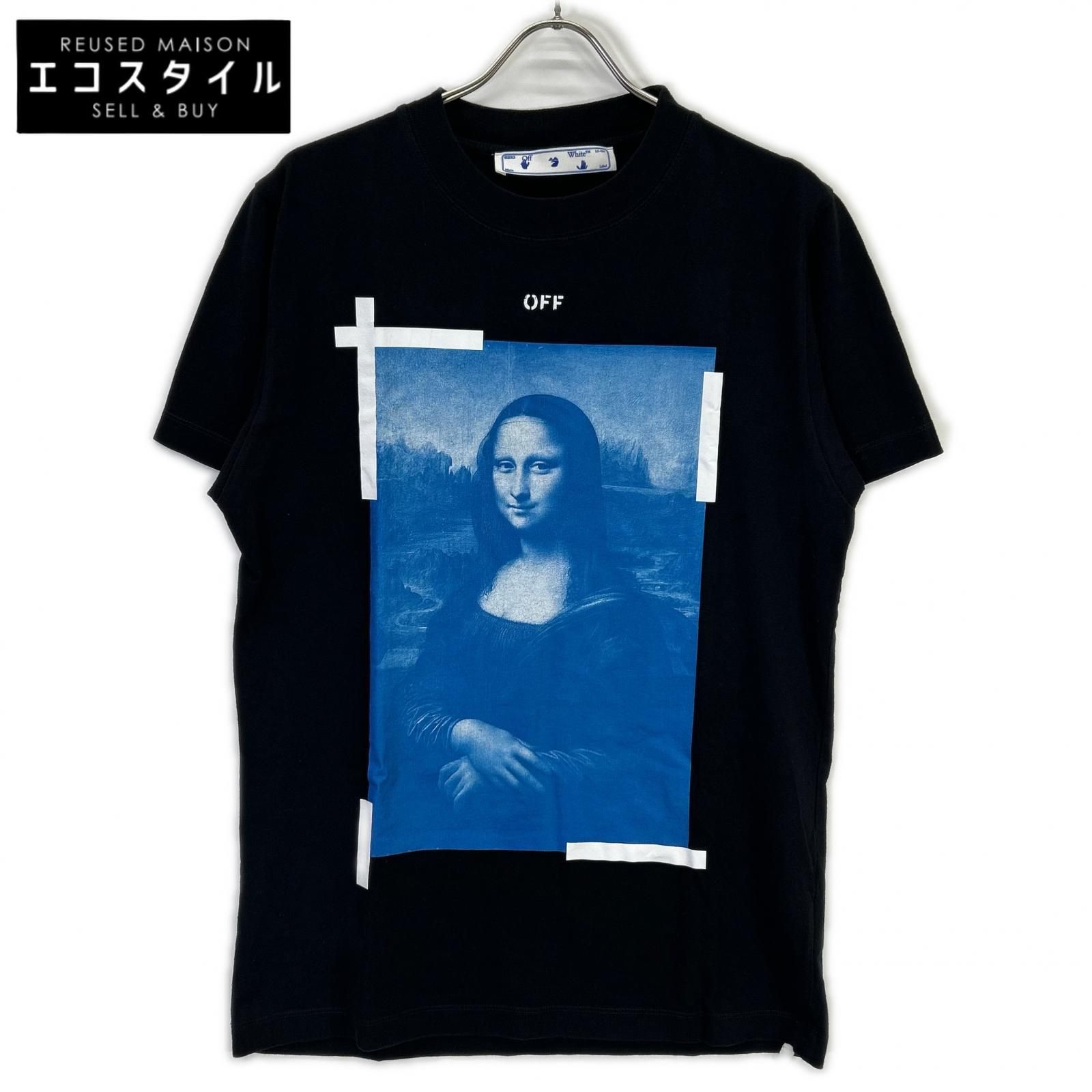 OFF-WHITE　オフホワイト　21SS OMAA027R21JER002ブラック コットン ブルーモナリザ×バックアロー 半袖カットソー　M