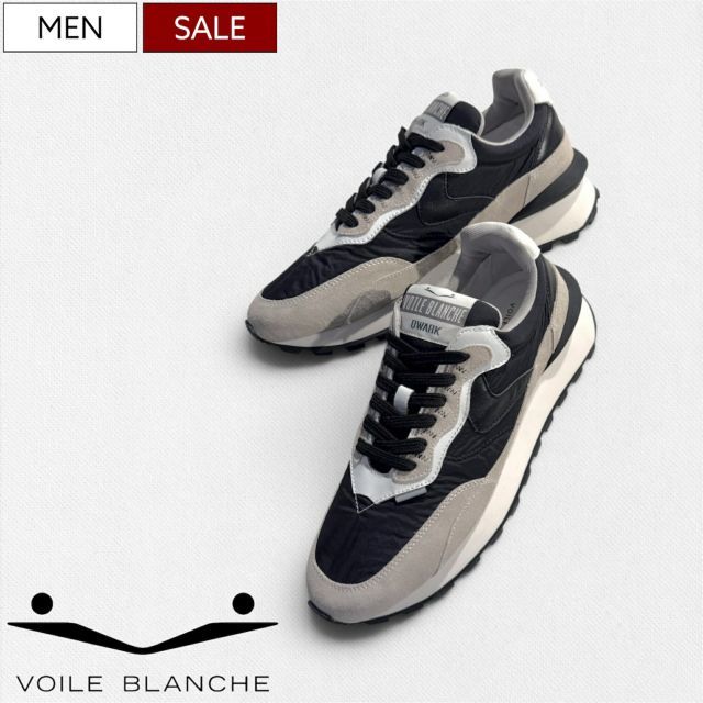 【定価59,400円(税込)】VOILE BLANCHE ボイルブランシェ 上品かつ爽やかな１足！レザーコンビスニーカー【QWARK HYPE MAN-クオークハイプマン-】 アトランティックスターズを凌ぐ人気ブランド！ 靴 シューズ ブラック×ベージュ メ