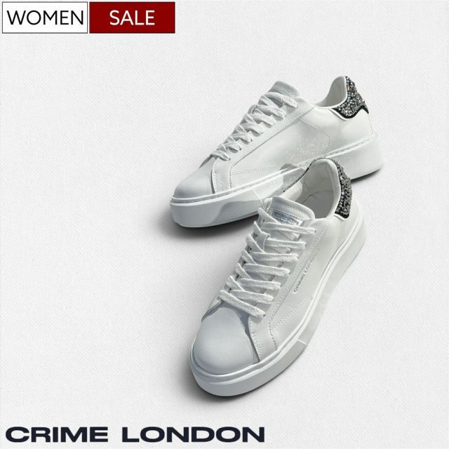 【定価42,900円(税込)】CRIME LONDON クライムロンドン ラグジュアリーでヌケ感溢れる足元を演出♪ベーシックながらトレンドを意識したラインストーン付き レザースニーカー 靴 シューズ スリッポン NEW EXTRALIGHT 4221925