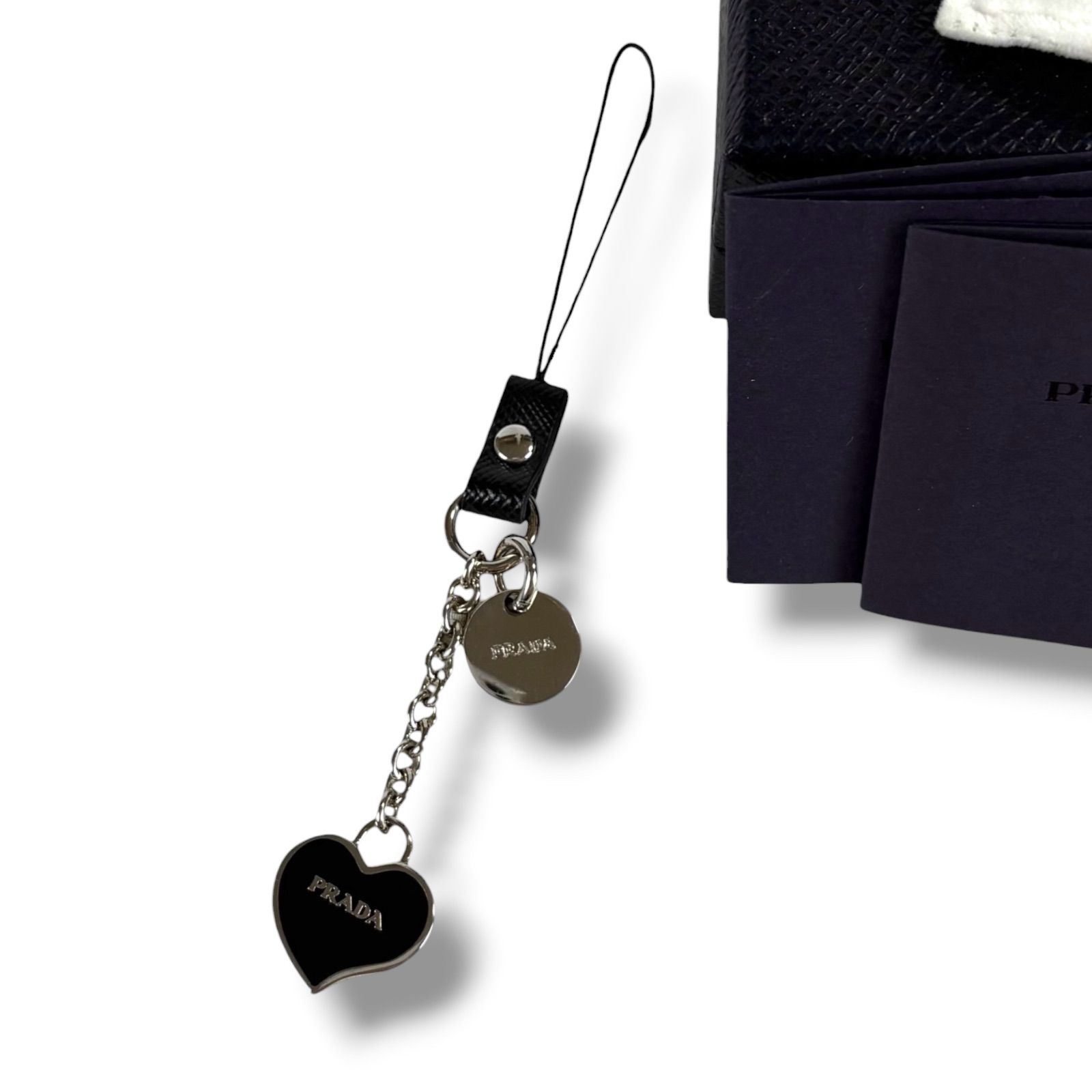 PRADA プラダ ロゴ 携帯ストラップ ハート キーホルダー キーリング 