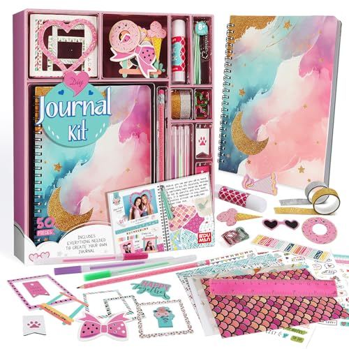 Eggbox 文房具セット 女の子 日記帳セット(ピンク)|70ページリングノート+シール帳+可愛い文房具|シールノート・おしゃれデザイン|小学生 女の子 誕生日プレゼント 入学祝いkoe e46efb56