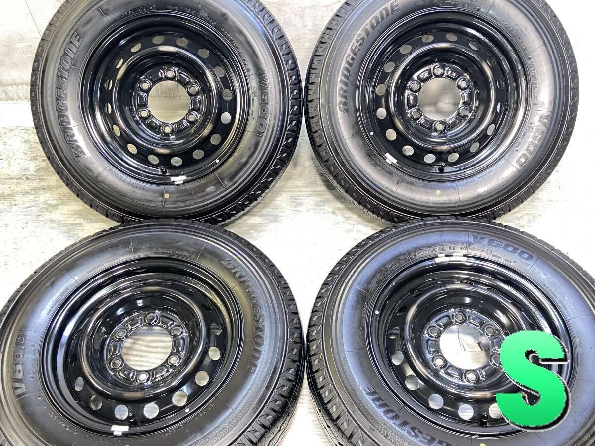 195/80R15 107/105L LT ブリヂストン V600 トヨタ純正 ハイエース 15x6.0 139.7-6穴 中古タイヤ サマータイヤ ホイールセット 4本セット s15260422009