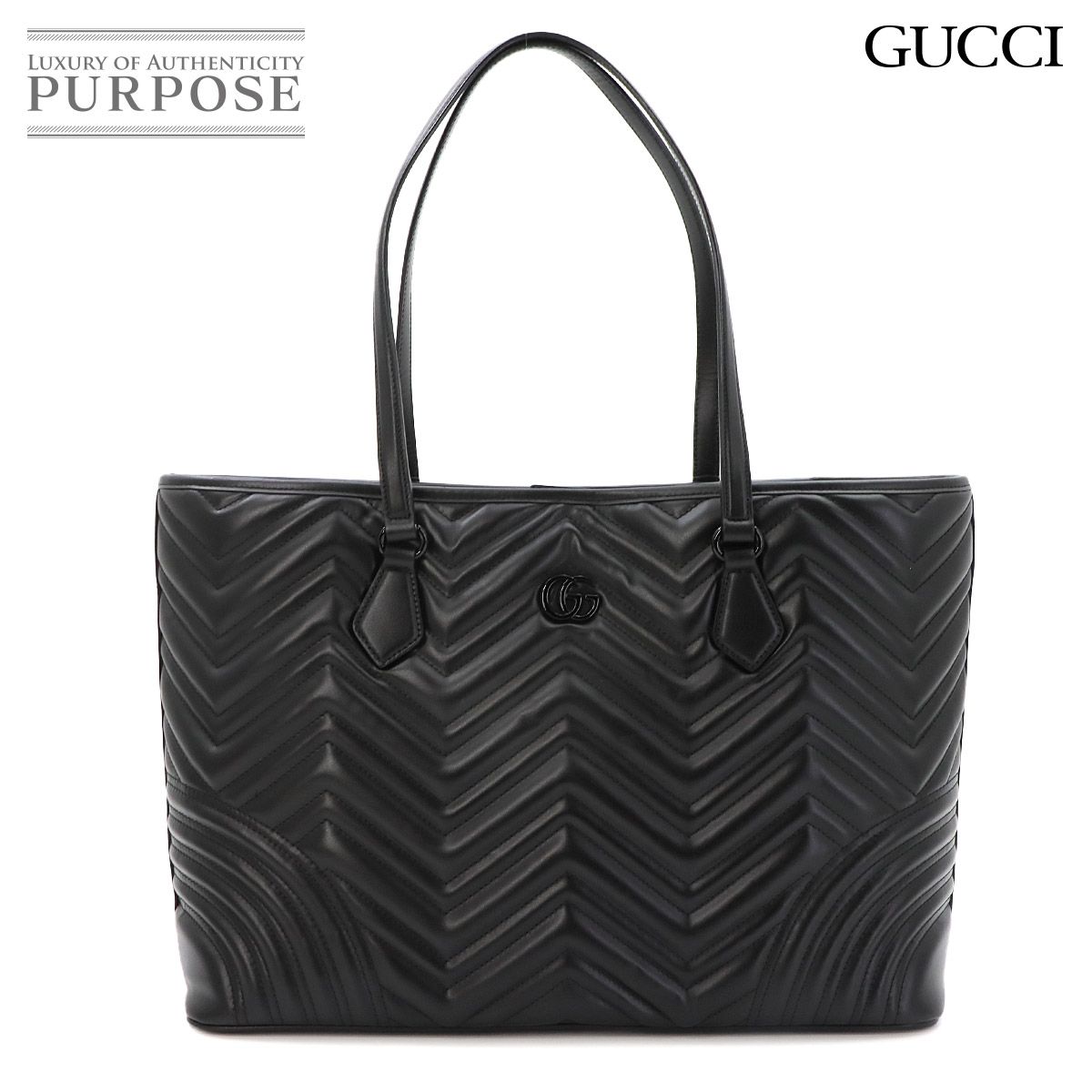 未使用 展示品 グッチ GUCCI GGマーモント キルティング ラージ トート バッグ レザー ブラック 739684 GG Marmont Bag 90321870