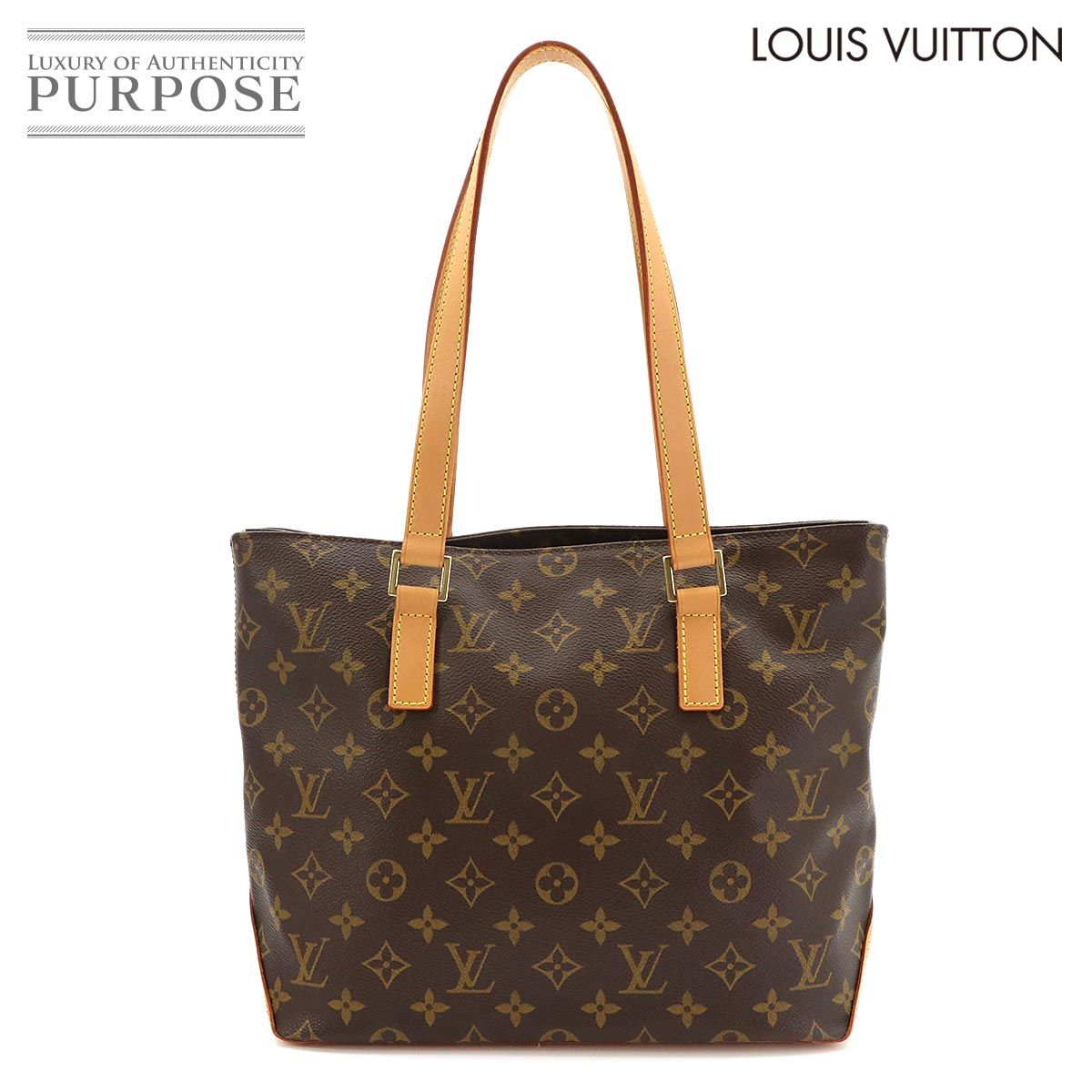 新品同様 ルイ ヴィトン LOUIS VUITTON モノグラム カバ ピアノ トート バッグ ブラウン M51148 ゴールド 金具 Cabas Piano 90322231