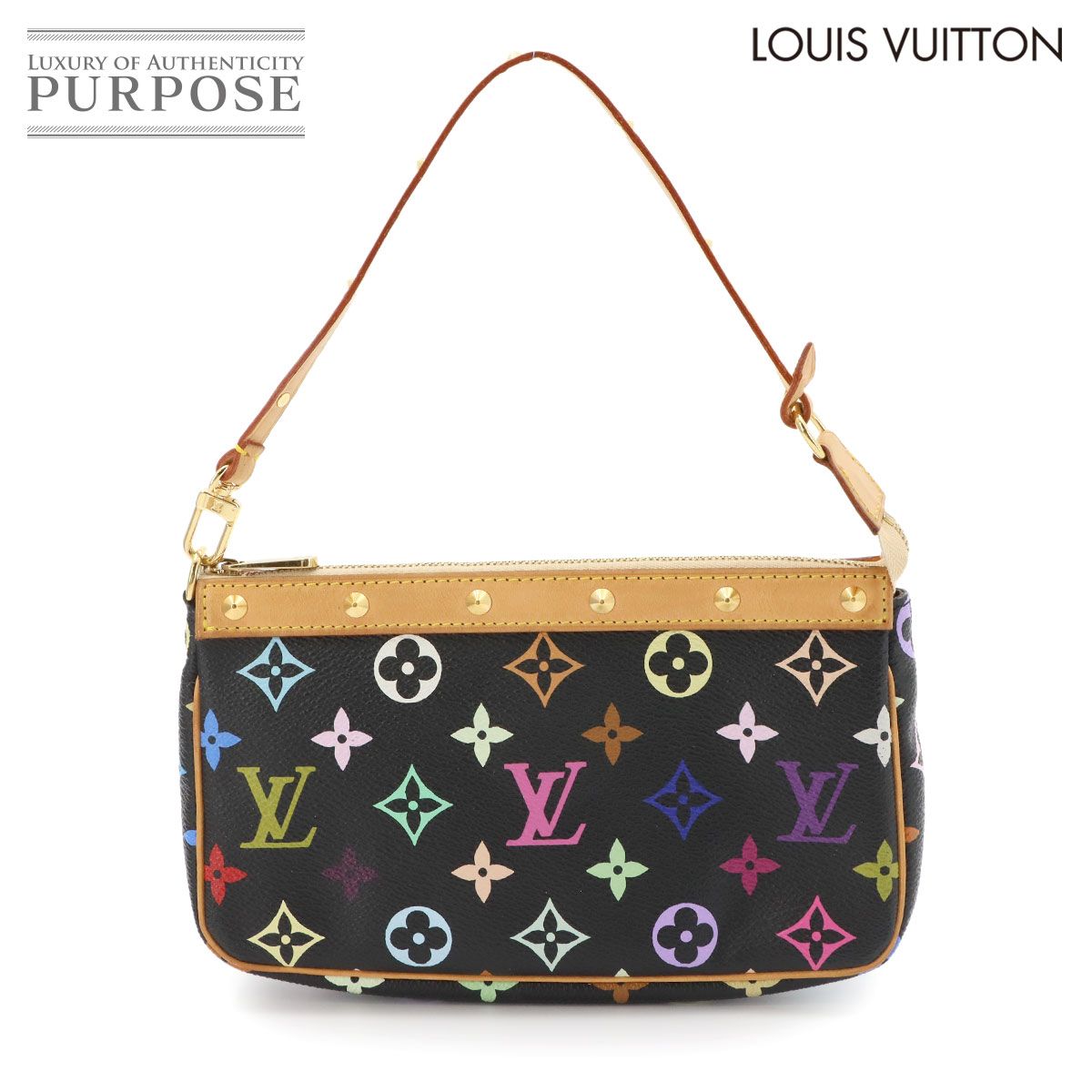 美品 ルイ ヴィトン LOUIS VUITTON モノグラム マルチカラー ポシェット アクセソワール ハンド バッグ ノワール M92648 90323515