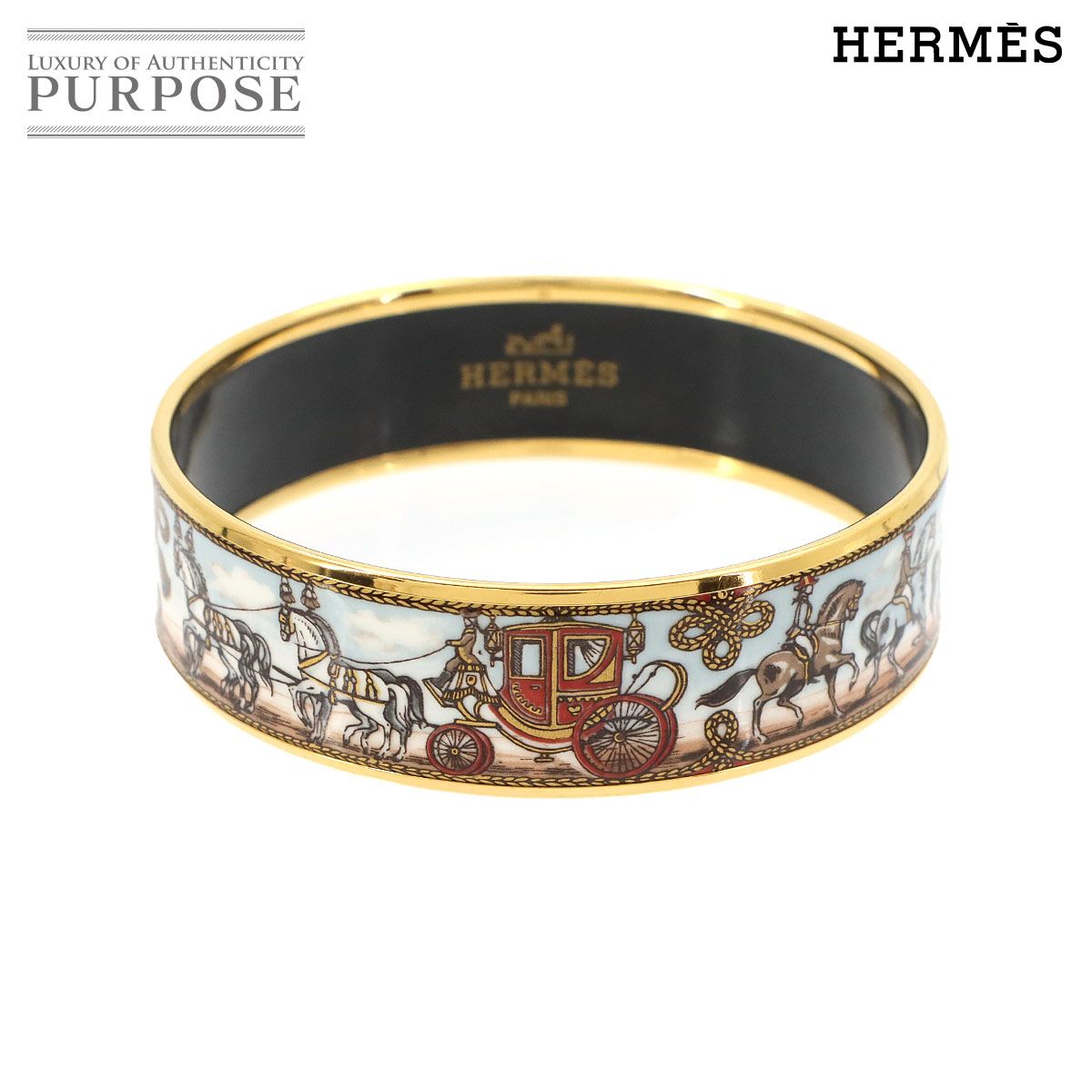 美品 エルメス HERMES エマイユ GM バングル ブレスレット マルチカラー ゴールド アクセサリー Email GM 90324054