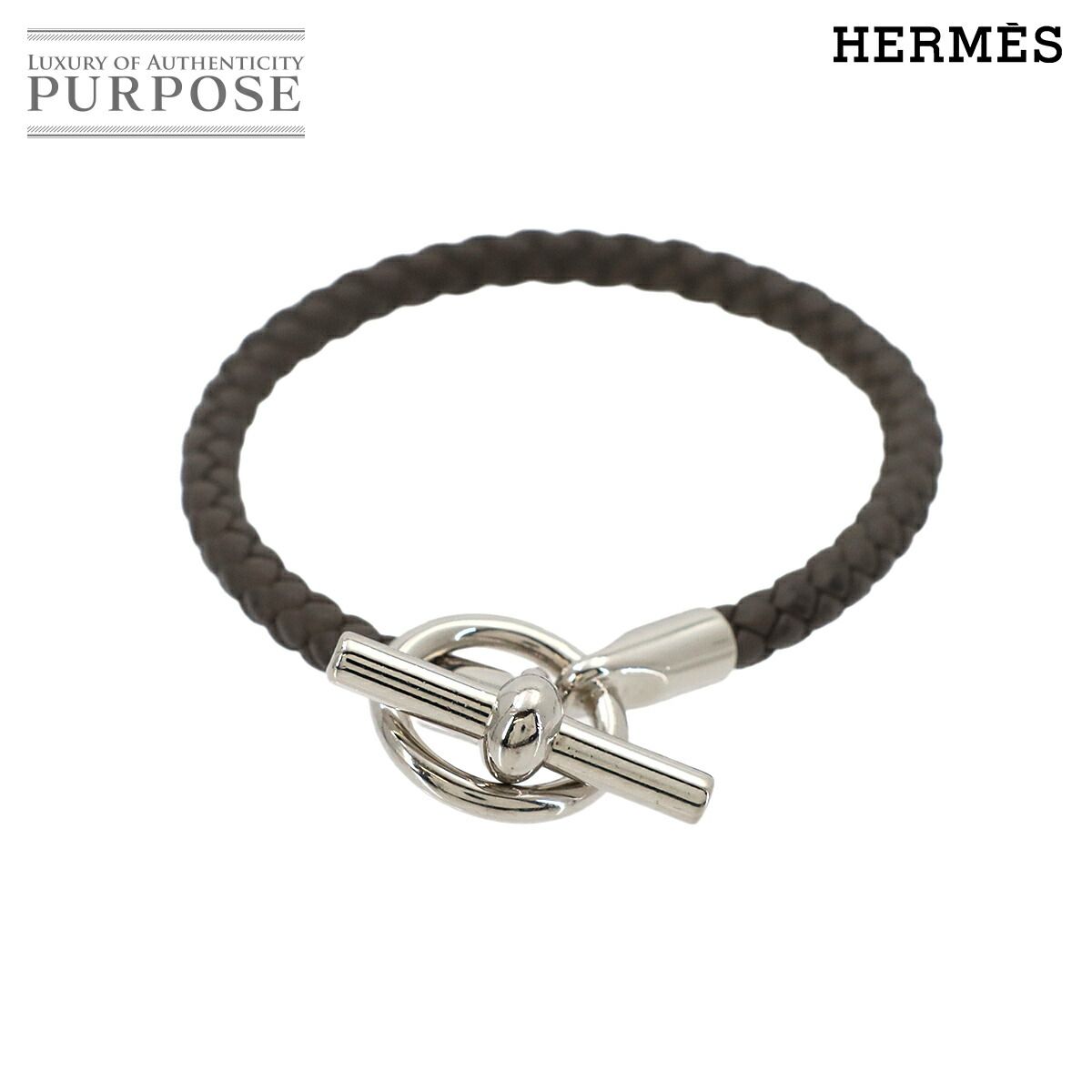 HERMES グレナン ブレスレット 新品同様 エルメス HERMES グレナン ブレスレット レザー グレー