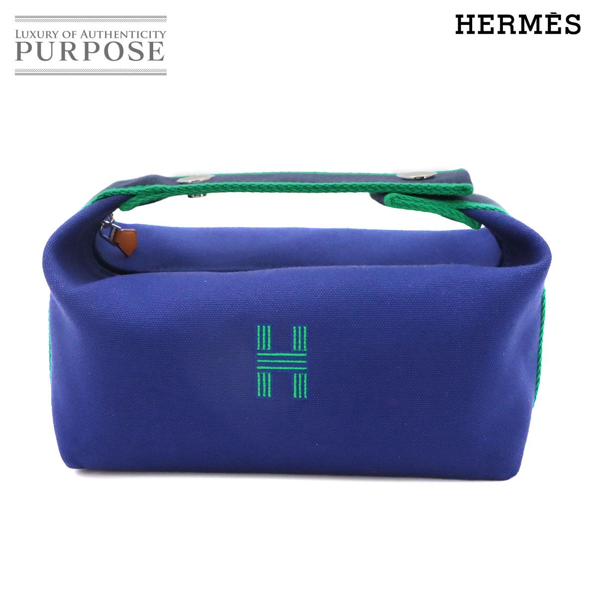 未使用 展示品 エルメス HERMES ブリッド ア ブラック PM ハンド バッグ トワルアッシュ ブルーマリン グリーン系 シルバー 金具 90324574