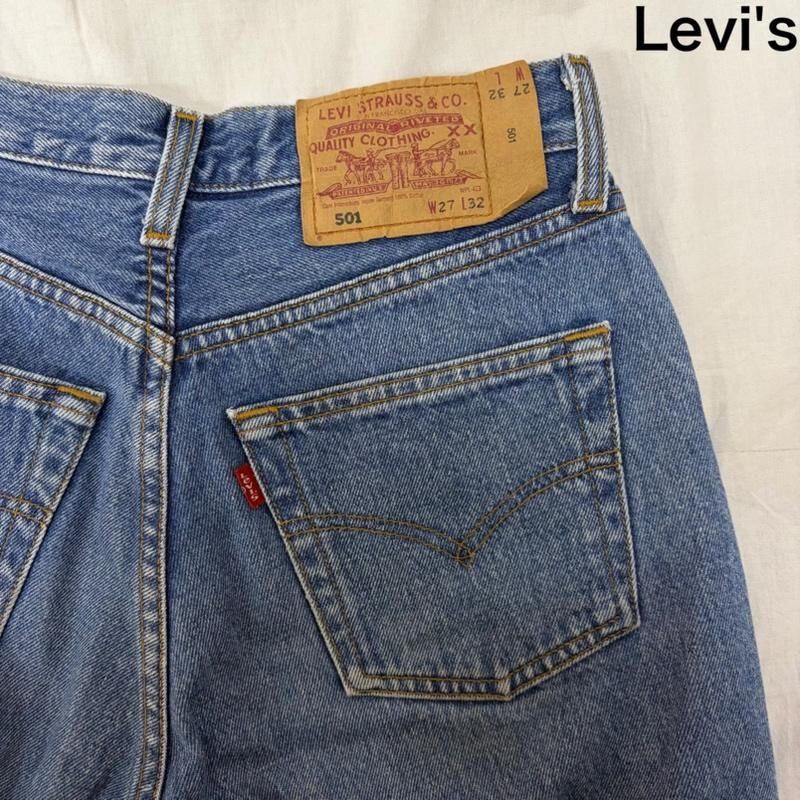 リーバイス トルコ製 ユーロリーバイス 501 W27 L32 ボタンフライ ライトブルー メンズ 27インチ ISItems【USED】【古着】【中古】50159718