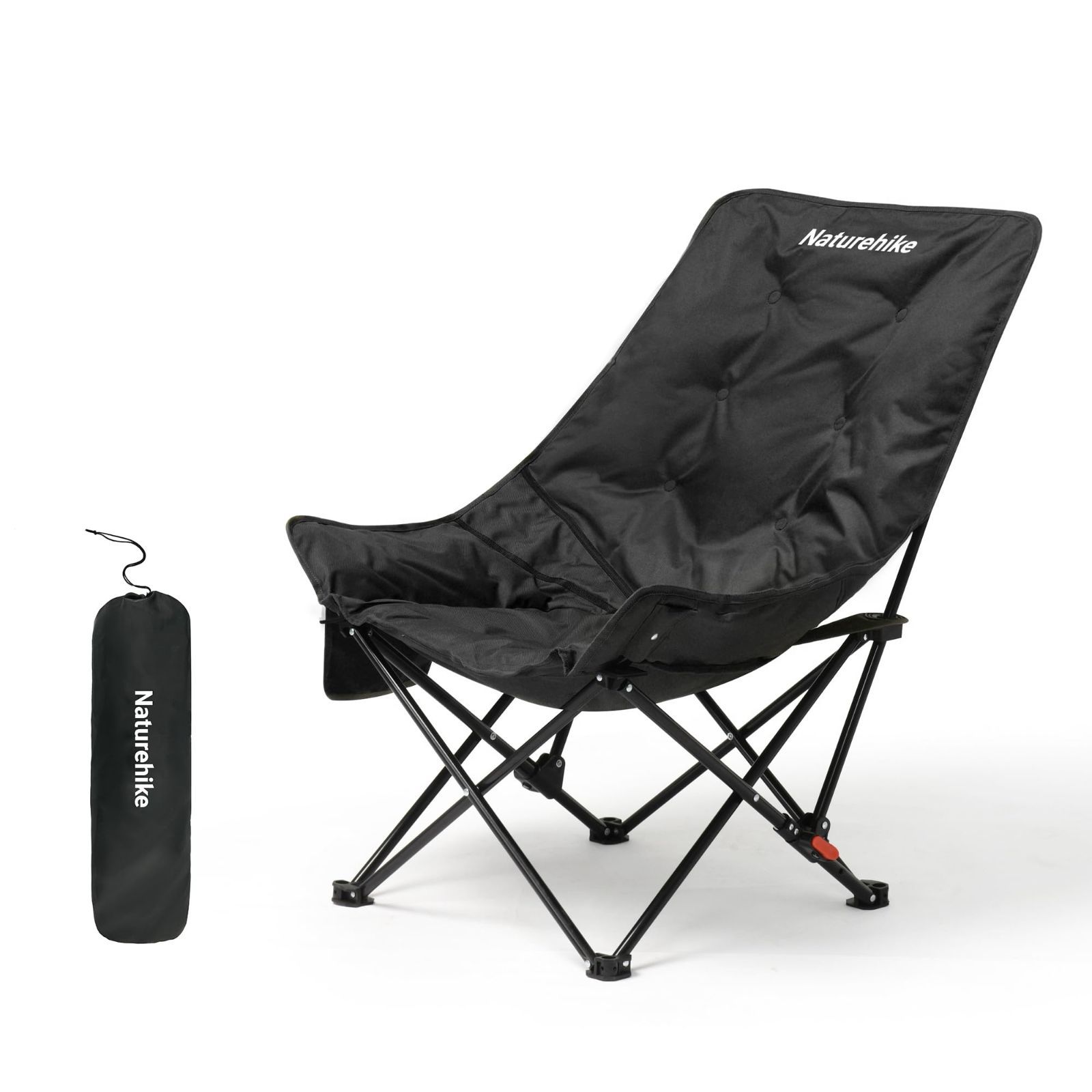 Naturehike公式ショップ アウトドアチェア 収束式 1秒開閉 折りたたみ キャンプ用ハイチェア 耐荷重120kg 持ち運び便利 軽量 アウトドアリクライニングチェア ハイバック 2段調節 座面幅70cm 収納ポケット付き お釣り お花見