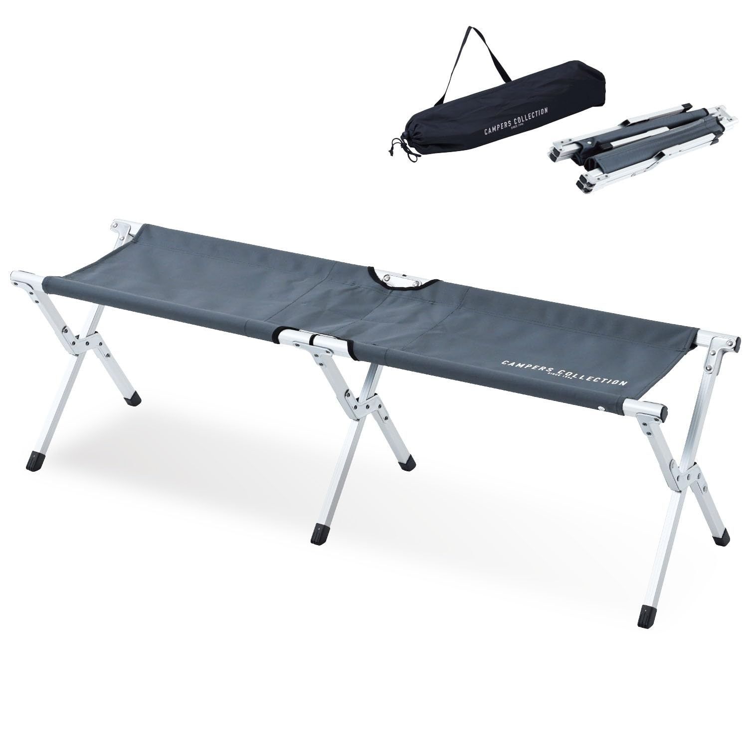 [キャンパーズコレクション 山善] ベンチ 耐荷重160kg 軽量 折りたたみ コンパクト収納 収納袋付き キャンプ アウトドアチェア イーネクストベンチ チャコールグレー EXTE-B35(CG/S)